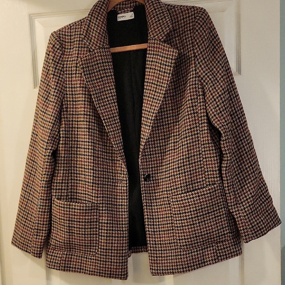 Sonoma Women's Houndstooth Blazer - Black and Brown